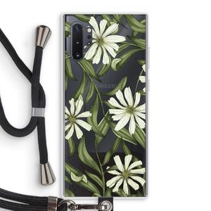 Wit bloemenpatroon: Samsung Galaxy Note 10 Plus Transparant Hoesje met koord