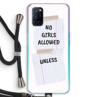 No Girls Allowed Unless: Oppo A92 Transparant Hoesje met koord