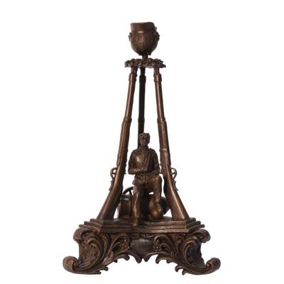 A BRONZE MEMORIAL CANDLESTAND