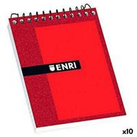 Schrijfblok ENRI Rood 1/8 80 Lakens 4 mm (10 Stuks)