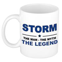 Storm cadeau mok - man myth legend - naam koffiemok / beker - wit en blauw - 300 ml