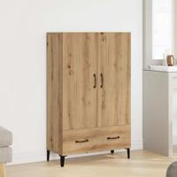 Hoge kast 70x31x115 cm bewerkt hout artisanaal eikenkleur
