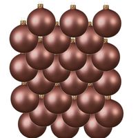 24x Oud roze glazen kerstballen 8 cm mat - thumbnail