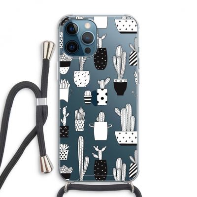 Cactusmotief: iPhone 12 Pro Max Transparant Hoesje met koord
