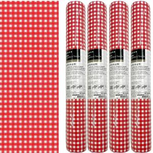 3-IN-1 ROL Tafelloper en Placemats Airlaid - Vichy Rood/Wit Geblokt - 40 x 480 cm - 4 Rollen