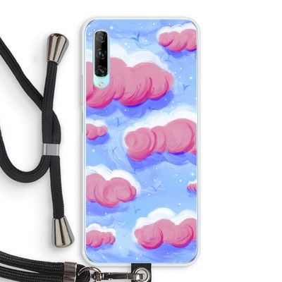 Roze wolken met vogels: Huawei P Smart Pro Transparant Hoesje met koord