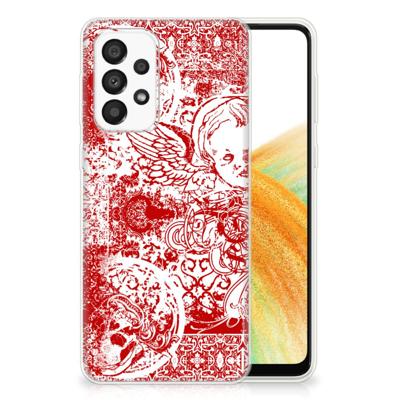 Silicone Back Case Samsung Galaxy A33 5G Angel Skull Rood