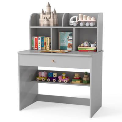 Kinderbureau met Lade & Opbergvak Houten Schoolbureau Kindertafel Grijs