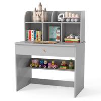 Kinderbureau met Lade & Opbergvak Houten Schoolbureau Kindertafel Grijs