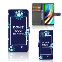 Motorola Moto G9 Plus Portemonnee Hoesje Flowers Blue DTMP - thumbnail