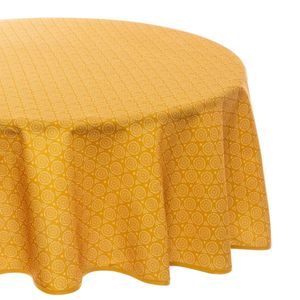 Tafelkleed rond 180 cm etnisch print - oker geel - polyester