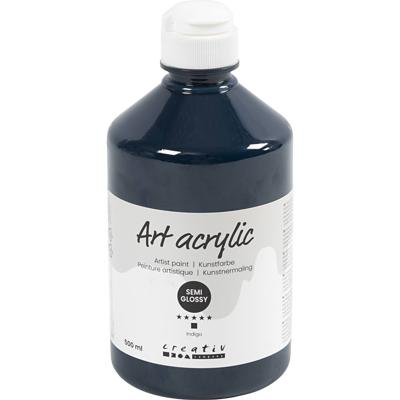 Creativ Company Acryl verf, semi-glanzend, dekkend, indigo, 500 ml/ 1 fles