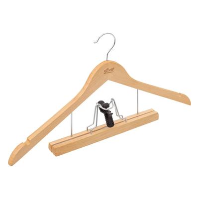 Kostuum of pak kledinghangers - 1x stuks - hout - 44 cm - naturel - met pantalon beugel