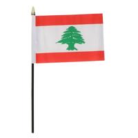 Libanon - mini vlaggetje van 10 x 15 cm op stokje - Landen vlag - H27 cm
