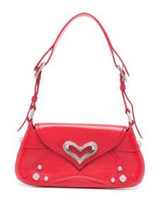 PINKO sac porté épaule à ornements en cristal - Rouge