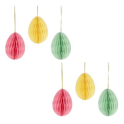 Paaseieren hangdecoraties - set van 6x stuks - pastel mix - 10 cm - papier - Pasen versiering Paaseieren hangdecoraties - set van 6x stuks - pastel mix - 10 cm - papier - Pasen versiering