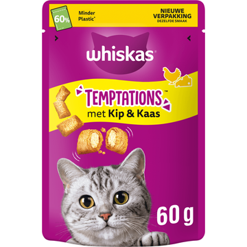 Whiskas Temptations Kattensnacks met Kip & Kaas 60 g bij Jumbo