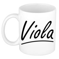 Viola Naam koffiemok - beker - met sierlijke letters - wit - 300 ml - Cadeau - Dames