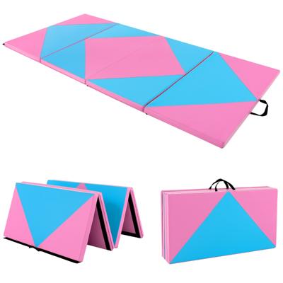Opvouwbare Zachte Gymmat Draagbare Gymnastiekmat Yogamat 240 x 117 x 5 cm Roze + Blauw