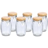 Voorraadpotten/bewaarpotten - 6x - 1.2L - glas - met beugelsluiting - D12 x H19 cm Voorraadpotten/bewaarpotten - 6x - 1.2L - glas - met beugelsluiting - D12 x H19 cm