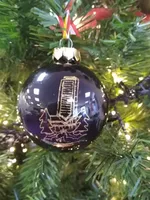 Kerstbal glas 8 cm Provinciehuis | Zwart - thumbnail