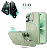 iPhone 17 Bundle Classic Hybrid Magnetic Case (Camera Control, Stash Stand) and Armorite Privacy Screen Protector - Frosted Light Green