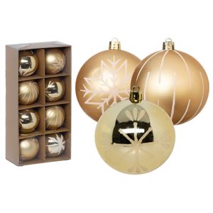 Feeric lights and christmas kerstballen 8x - 8 cm - kunststof -goud   -
