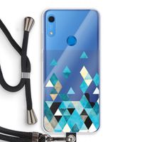 Gekleurde driehoekjes blauw: Huawei Y6s Transparant Hoesje met koord