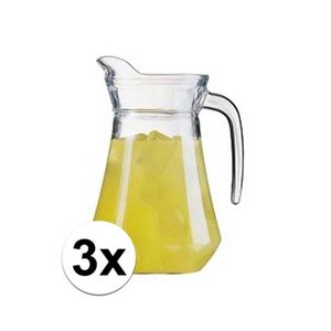 3 stuks glazen schenkkannen 1,6 liter   -