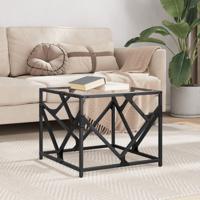 Salontafel met transparant glazen blad 50x50x41 cm staal