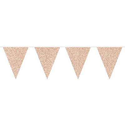 Glitter vlaggenlijn rose goud van karton 6 meter