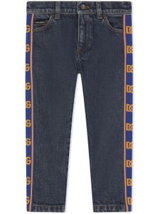 Dolce & Gabbana Kids jean à bandes monogrammées - Bleu