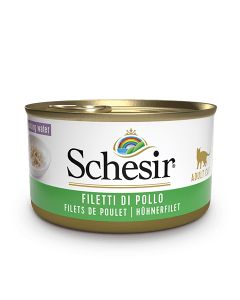 Schesir kipfilet (natural style) natvoer kat (blikjes 85 gram) 4 trays (56 x 85 g)