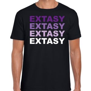 Extasy drugs fun t-shirt zwart met paarse bedrukking heren