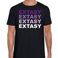 Extasy drugs fun t-shirt zwart met paarse bedrukking heren - thumbnail