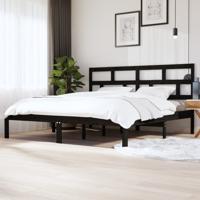Bedframe massief grenenhout zwart 200x200 cm
