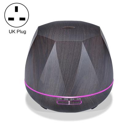 Diamond houtnerf afstandsbediening Ultrasone luchtbevochtiger aromatherapie machine met LED-verlichting capaciteit: 400mL UK plug (donker hout kleur