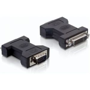 DeLOCK 65017 tussenstuk voor kabels DVI-I VGA 15-pin M Zwart