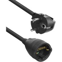ACT Connectivity Netsnoer verlengkabel CEE 7/7 male (haaks) - CEE 7/7 female zwart