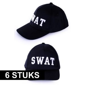 6x Politie SWAT baseball caps verkleedkleding voor volwassenen