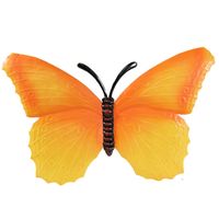 Tuindecoratie muur vlinder van metaal oranje 40 cm - thumbnail