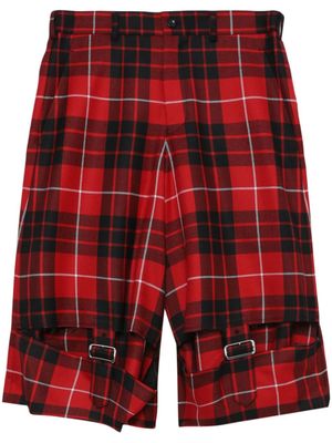 Black Comme Des Garçons short en laine à motif tartan - Rouge