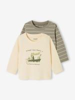 Set van 2 babyshirts met lange mouwen kaki
