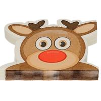 Kerst servetten - 36x st - Rendier hoofd vorm - 33 x 33 cm - papier - kerstdiner