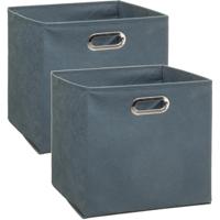 Opbergmand / kastmand - Set van 4x stuks - grijs/blauw - linnen - 29 liter - 31 x 31 x 31 cm - Opber