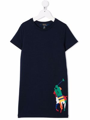 POLO RALPH LAUREN KIDS robe à logo imprimé - Bleu