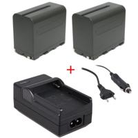 2 x Accu NP-F970 + accu-lader voor LED-lampen en div. Sony videocamera's