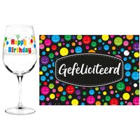 Happy Birthday cadeau glas 21 jaar verjaardag en Gefeliciteerd kaart - feest glas wijn