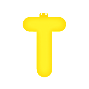 Opblaasbare letter T geel   -