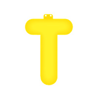 Opblaasbare letter T geel   -